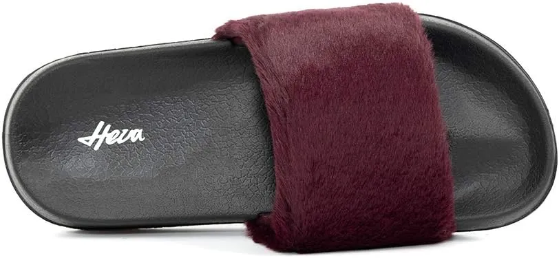 FUNKYMONKEY Women's Slides Faux Fur Cute Fuzzy Slippers Comfort Flat Sandals