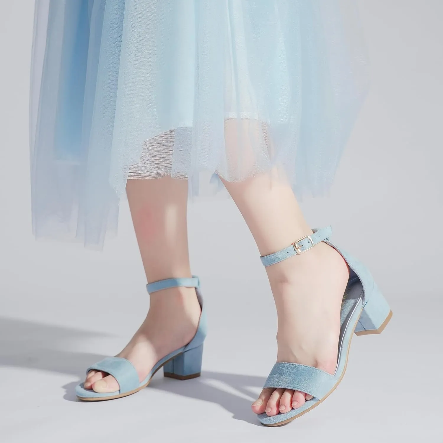 Girls High Heels Sandal for Girls Open Toe Ankle Buckle Strap Dress Shoes for Little Big Kids in Wedding Party Block Chunky Pump Sandals