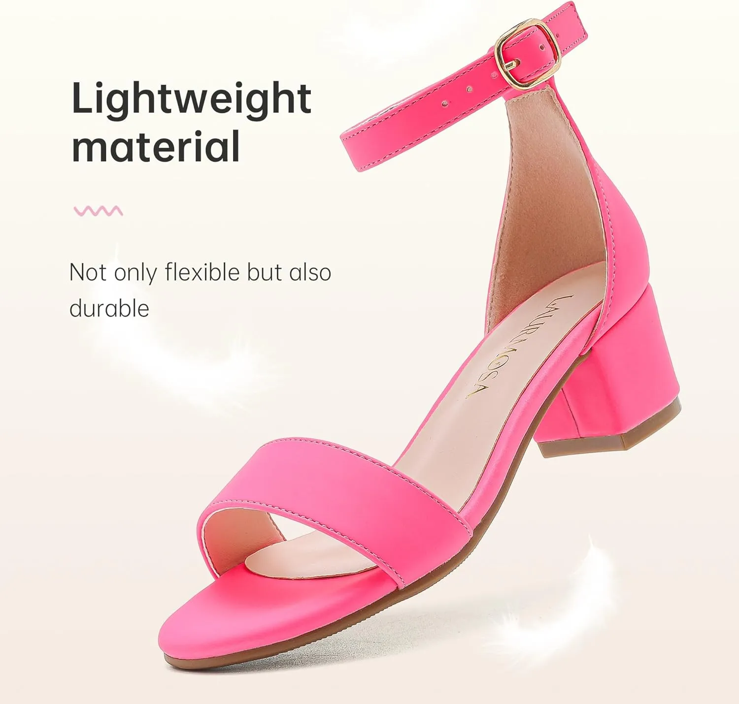 Girls High Heels Sandal for Girls Open Toe Ankle Buckle Strap Dress Shoes for Little Big Kids in Wedding Party Block Chunky Pump Sandals