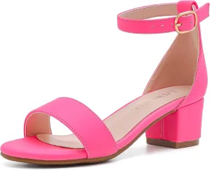 Girls High Heels Sandal for Girls Open Toe Ankle Buckle Strap Dress Shoes for Little Big Kids in Wedding Party Block Chunky Pump Sandals