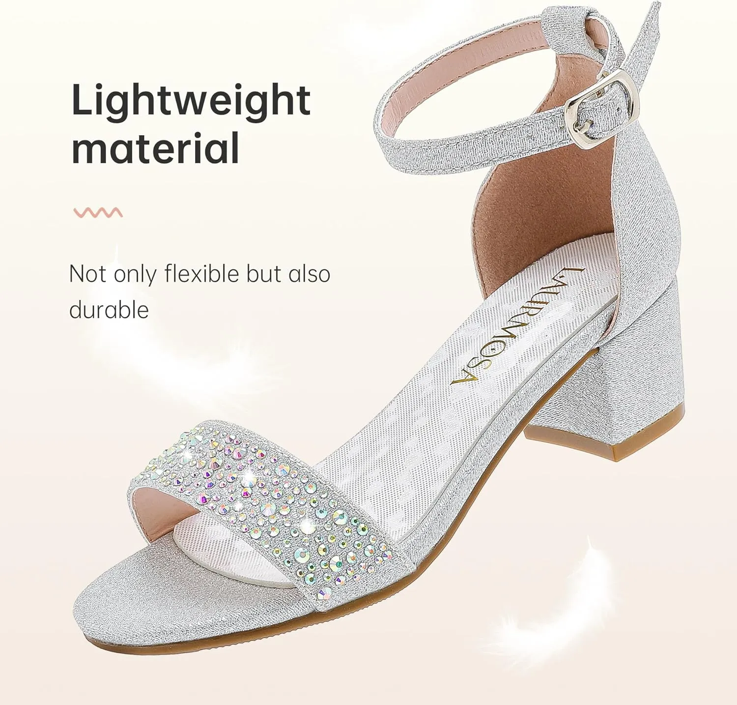 Girls High Heels Sandal for Girls Open Toe Ankle Buckle Strap Dress Shoes for Little Big Kids in Wedding Party Block Chunky Pump Sandals