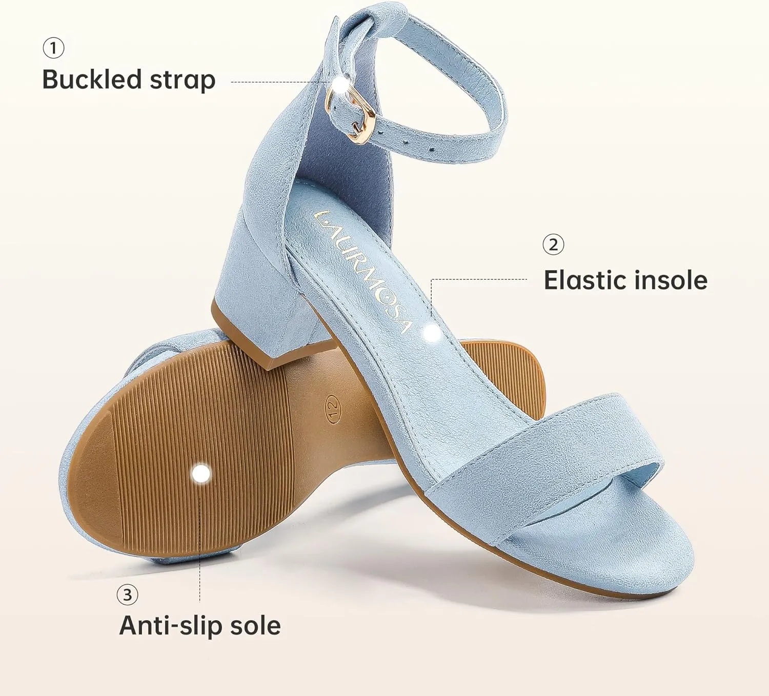 Girls High Heels Sandal for Girls Open Toe Ankle Buckle Strap Dress Shoes for Little Big Kids in Wedding Party Block Chunky Pump Sandals