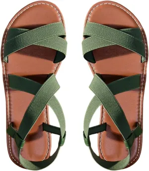 GORGLITTER Women's Criss Cross Gladiator Sandals Dressy Summer Cute Ankle Strap Open Toe Flat Sandals