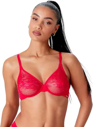 Gossard Women's Glossies Lace Sheer Bra, Red (Chilli Red), 30FF