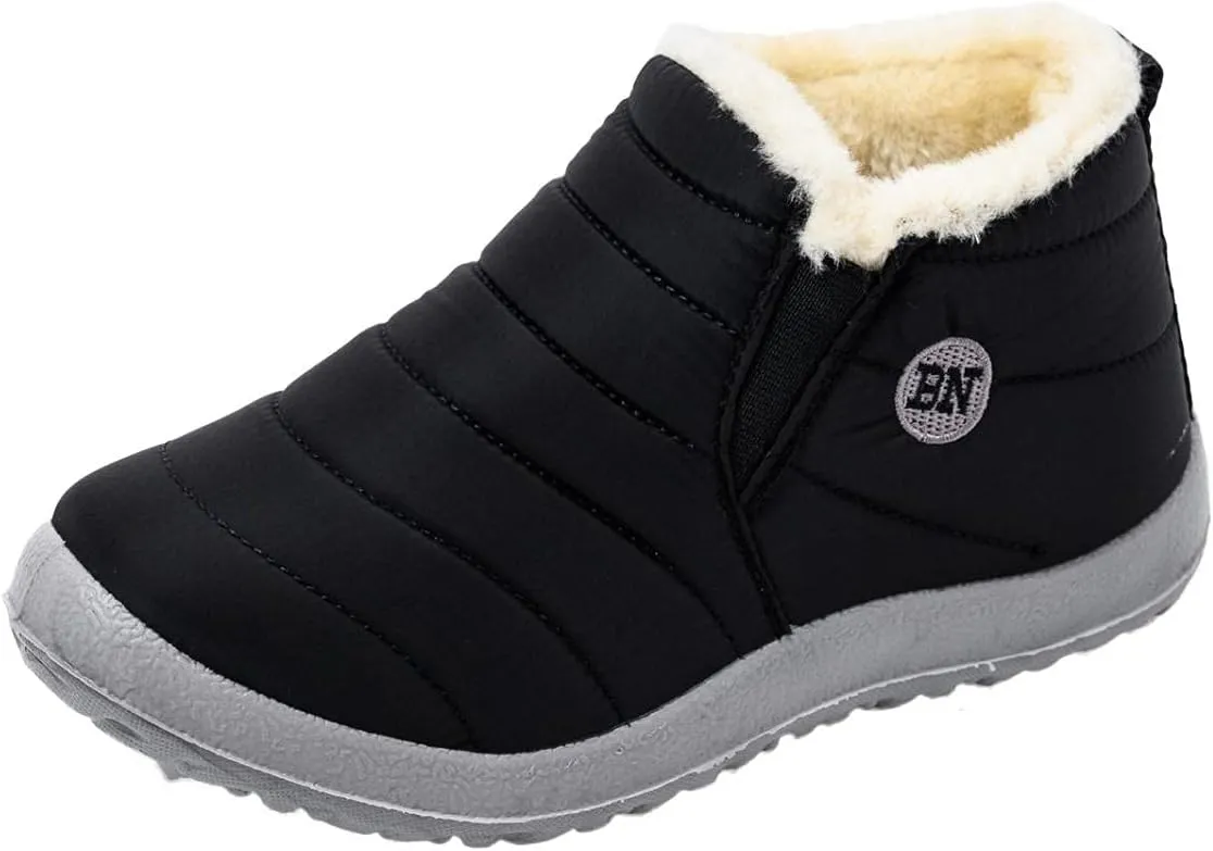 Hbeylia Winter Snow Boots With Fleece Lining For Women Lightweight Waterproof Faux Plush Fur Lined Non Slip Ankle Booties Soft Cozy Warm Ski Skiing Hiking Camping Short Boots For Ladies Cold Weather