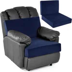 HOMBYS Foam Recliner Chair Cushions for Elderly, 4" Thick Chair Pads with Back Support for Office, Non-Slip Medium Firm Seat Cushion with Lumbar Pillow (Sapphire Blue, 13" Backrest)
