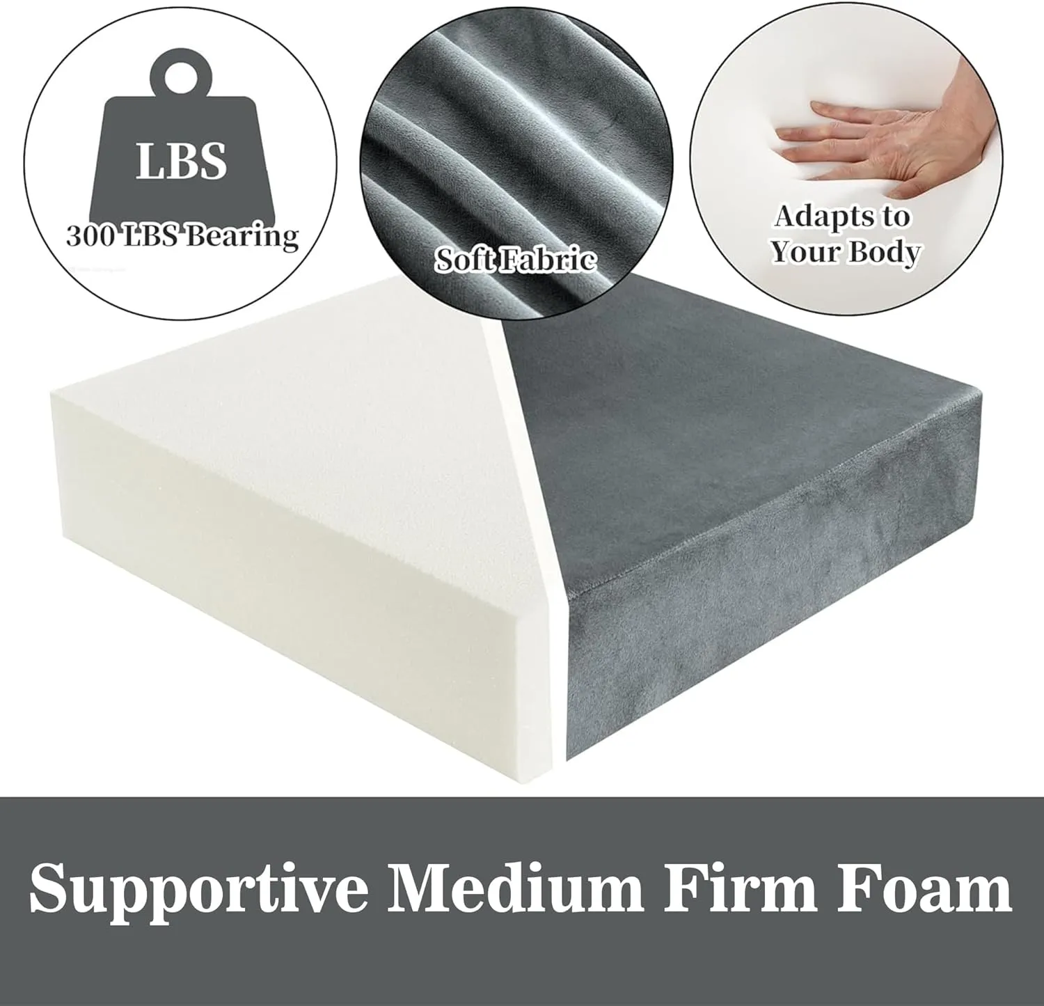 HOMBYS Foam Recliner Chair Cushions for Elderly, 4" Thick Chair Pads with Back Support for Office, Non-Slip Medium Firm Seat Cushion with Lumbar Pillow(Light Grey, 13" Backrest)