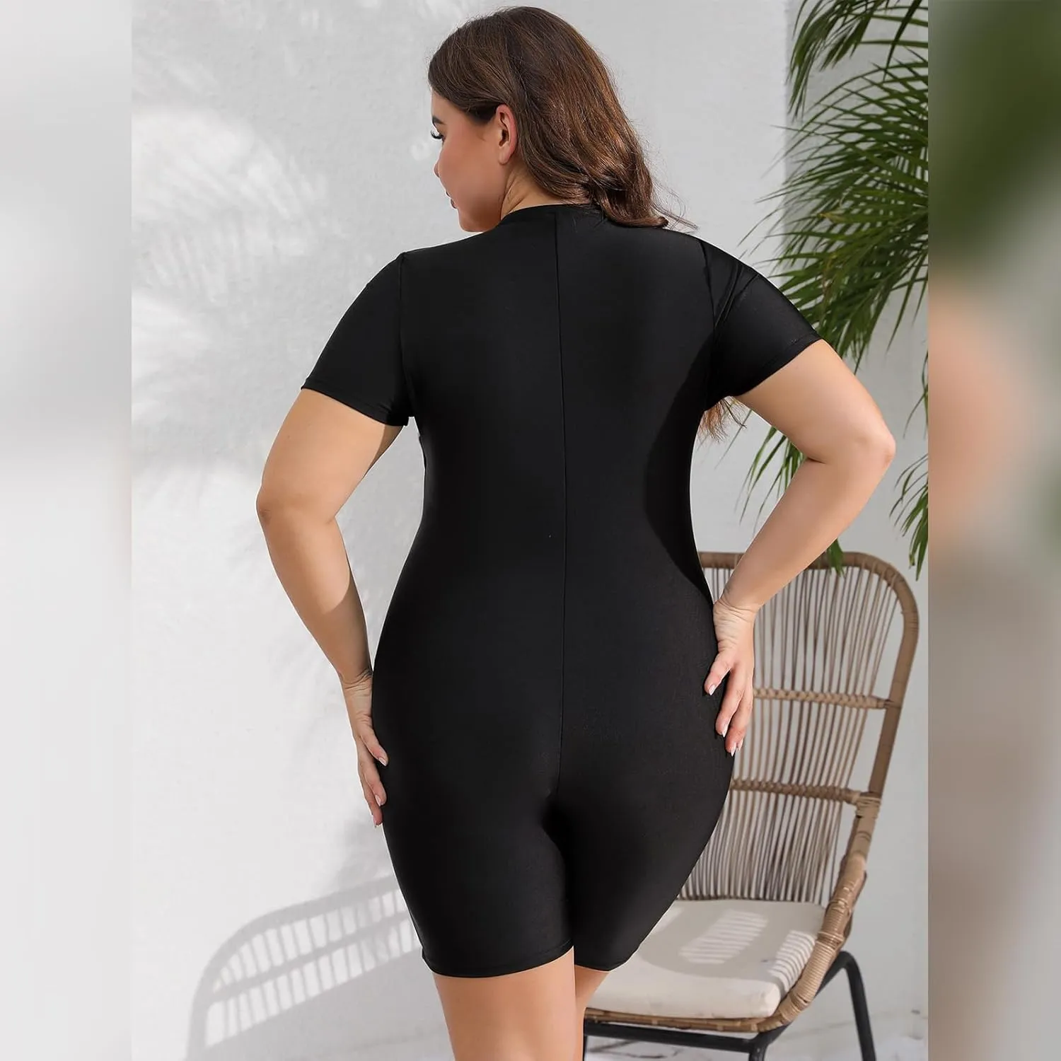 IDOPIP Plus Size One Piece Swimsuit for Women Tummy Control Bathing Suit Sun Protection UPF 50  Rash Guard Surfing Swimwear