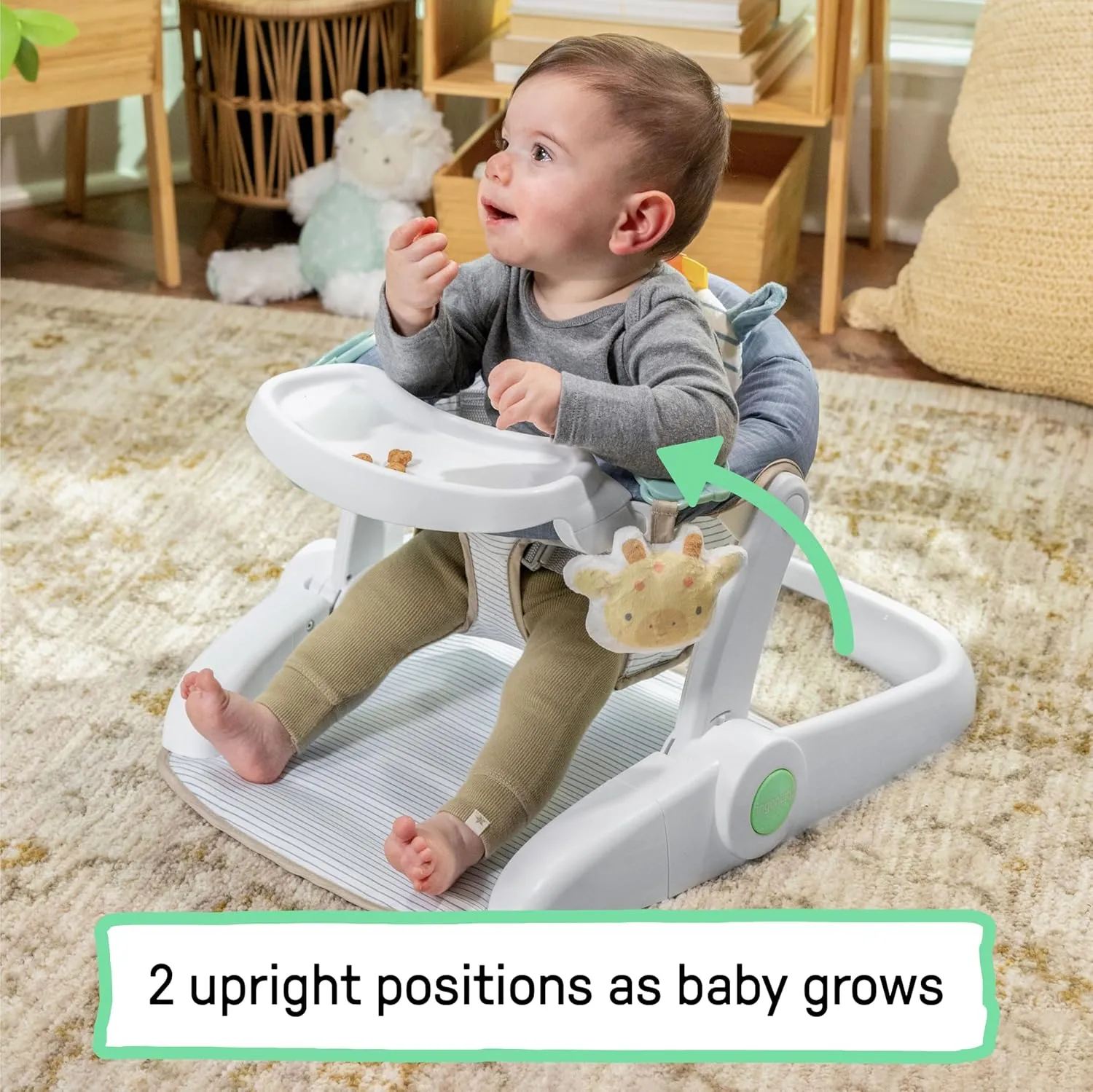Ingenuity Prop Spot Learn-to-Sit Floor Seat for Baby, Removable Tray, 2 Linkable Toys, Tummy Time Mat, Unisex, for Ages 4-12 Months - Casi