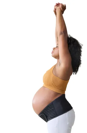 Ingrid & Isabel Basics Maternity Support Belt – Adjustable Pregnancy Belly Band for Women – Lightweight, Breathable & Comfortable Belly Support – Ideal for All Pregnancy Stages - Black, Size S/M
