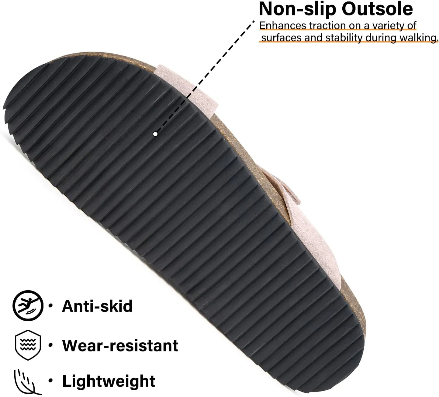 Intini Women's Cork Footbed Sandals with Arch Support Suede Leather Flat Slides Sandals Comfort Open Toe Slip On Shoes for Outdoor Summer Adjustable Buckle & Crisscross Band