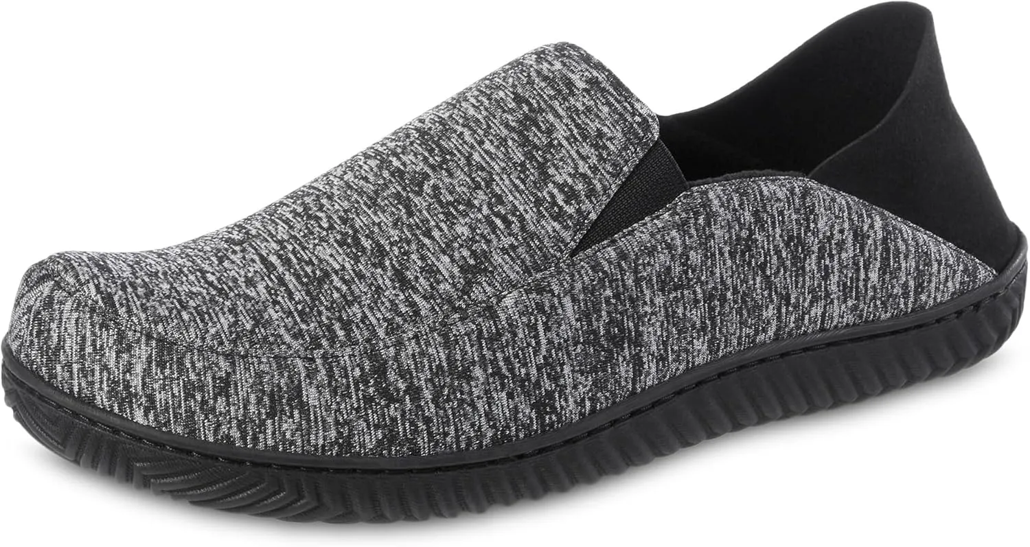 isotoner Men's Recycled Sport Knit Miles Closed Back Slip on Slipper, Black, 8-9