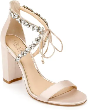Jewel Badgley Mischka Thamar Crystal Strappy Block Heel
