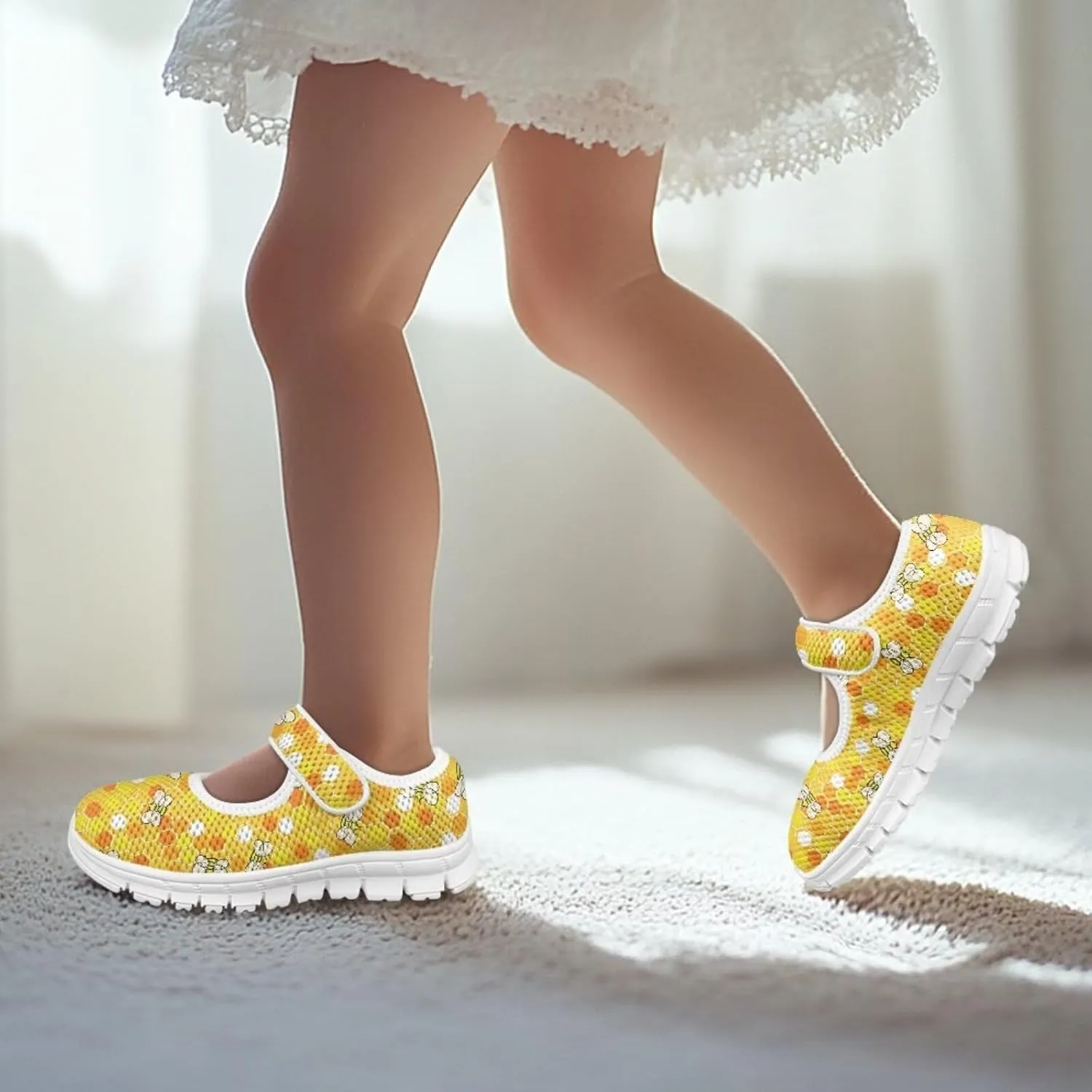 JoyLamoria Girls Mary Jane Shoes Toddler/Little Kids Slip on Sneakers Comfort Dress Shoes with Sunflower Cow South Western Navajo Design