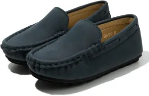 Kannior Boys Girls Leather Loafers Slip-On Texture Flats Boat Dress Moccasin Schooling Daily Walking Shoes(Toddler/Little Kids)