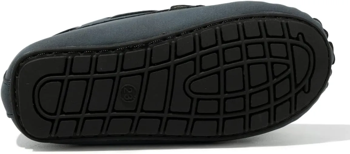 Kannior Boys Girls Leather Loafers Slip-On Texture Flats Boat Dress Moccasin Schooling Daily Walking Shoes(Toddler/Little Kids)