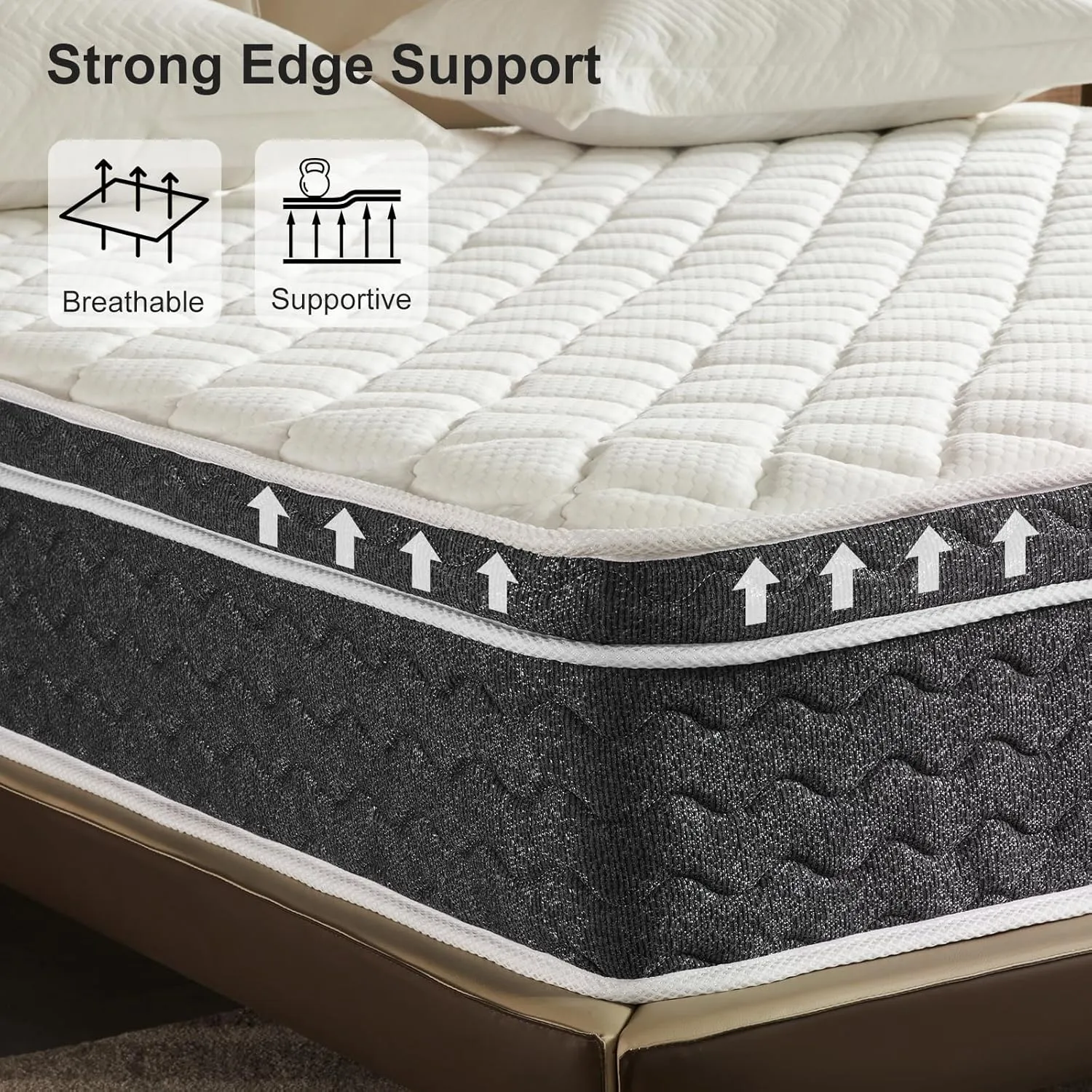 King Mattress 12 Inch Hybrid Mattress King - Memory Foam & Individually Pocket Coils Springs | Pressure Relief | Motion Isolation, Edge Support | CertiPUR-US Certified | Medium Firm