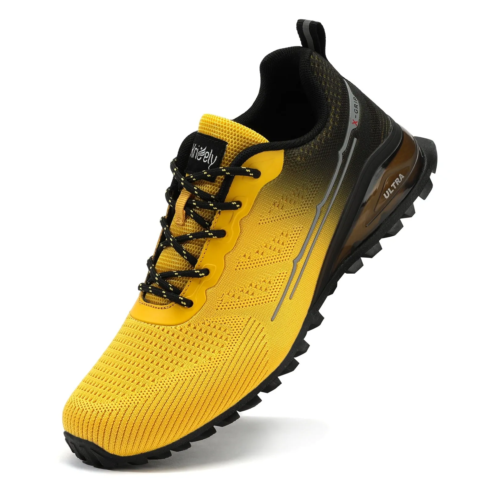 Kricely Men's Trail Running Shoes Fashion Walking Hiking Sneakers for Men Tennis Cross Training Shoe Outdoor Snearker Mens Casual Workout Footwear Grey Size 7