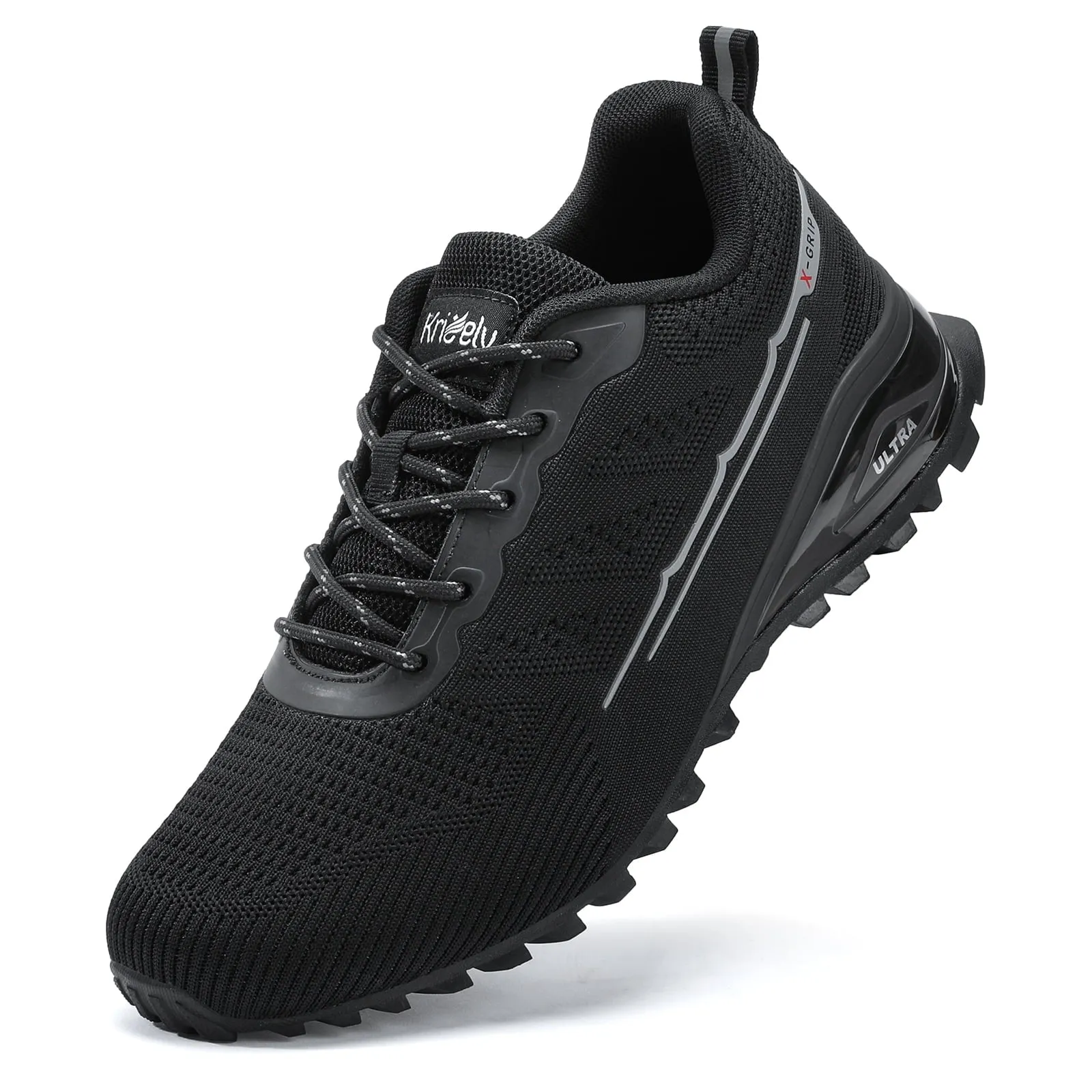 Kricely Men's Trail Running Shoes Fashion Walking Hiking Sneakers for Men Tennis Cross Training Shoe Outdoor Snearker Mens Casual Workout Footwear Grey Size 7