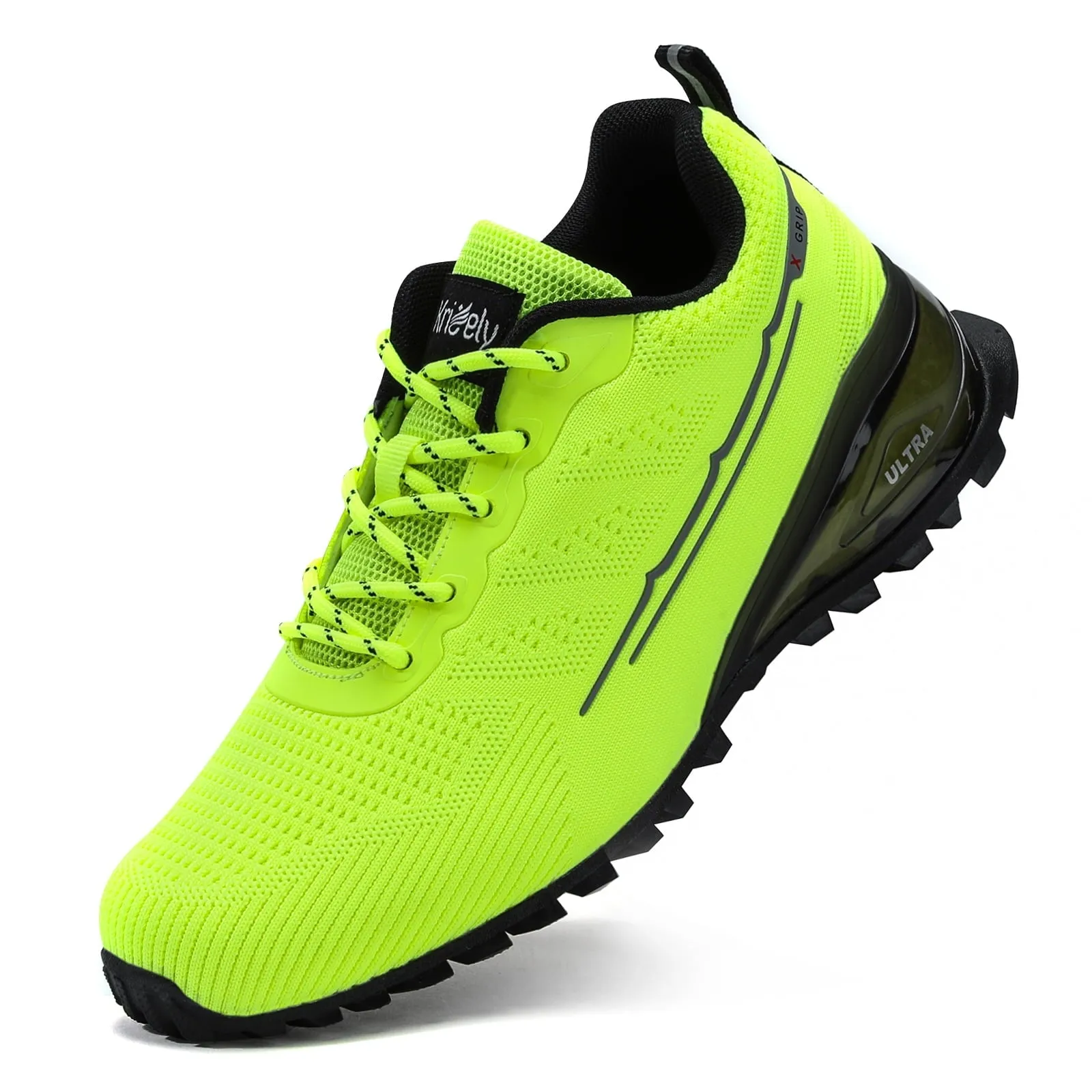 Kricely Men's Trail Running Shoes Fashion Walking Hiking Sneakers for Men Tennis Cross Training Shoe Outdoor Snearker Mens Casual Workout Footwear Grey Size 7
