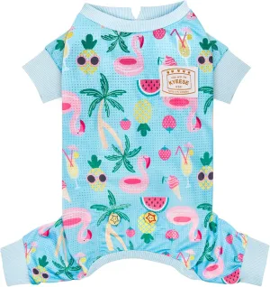 KYEESE Dog Pajamas Mesh Summer Pjs for Small Dogs Quick-Dry Cat Pajamas Lightweight Pet Costume Breathable Puppy Clothes Comfy Onesie UV-Blocking Doggie Jammies Flamingo Pattern, Small