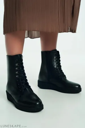 Lace Up Boot in Black