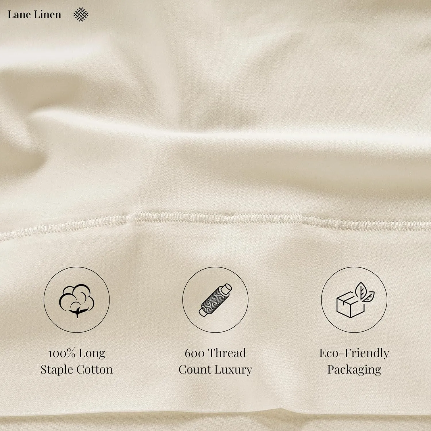 LANE LINEN 600 TC Queen Sheet Set - 100% Mercerized Soft Cotton Sheets Queen Size Set, Ultra Soft Deep Pocket Comfy Sateen Weave Cotton Bed Sheets Queen Size - Hotel Sheets - Ivory