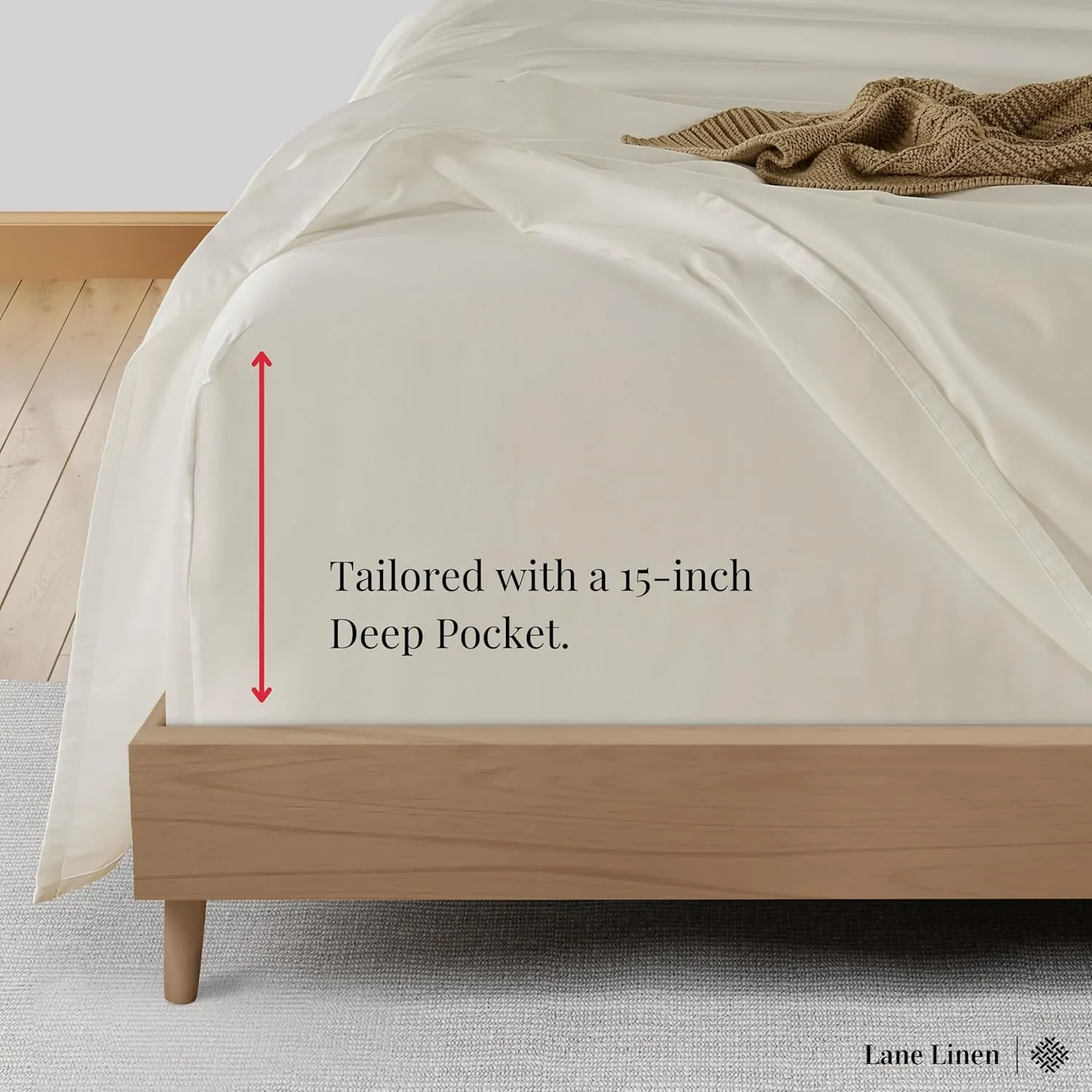 LANE LINEN 600 TC Queen Sheet Set - 100% Mercerized Soft Cotton Sheets Queen Size Set, Ultra Soft Deep Pocket Comfy Sateen Weave Cotton Bed Sheets Queen Size - Hotel Sheets - Ivory