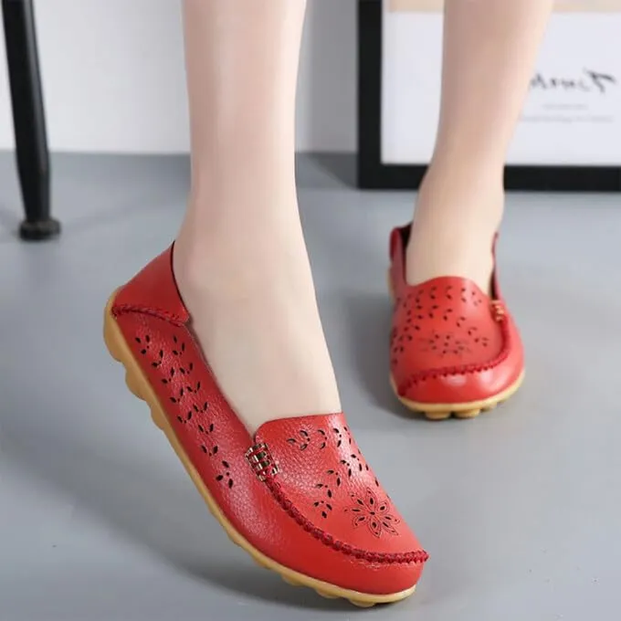 Loafers for Women Comfortable Slip on Casual Flats Walking Leather Shoes Breathable & Lightweight Non-Slip Moccasins