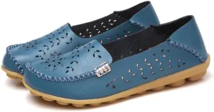 Loafers for Women Comfortable Slip on Casual Flats Walking Leather Shoes Breathable & Lightweight Non-Slip Moccasins