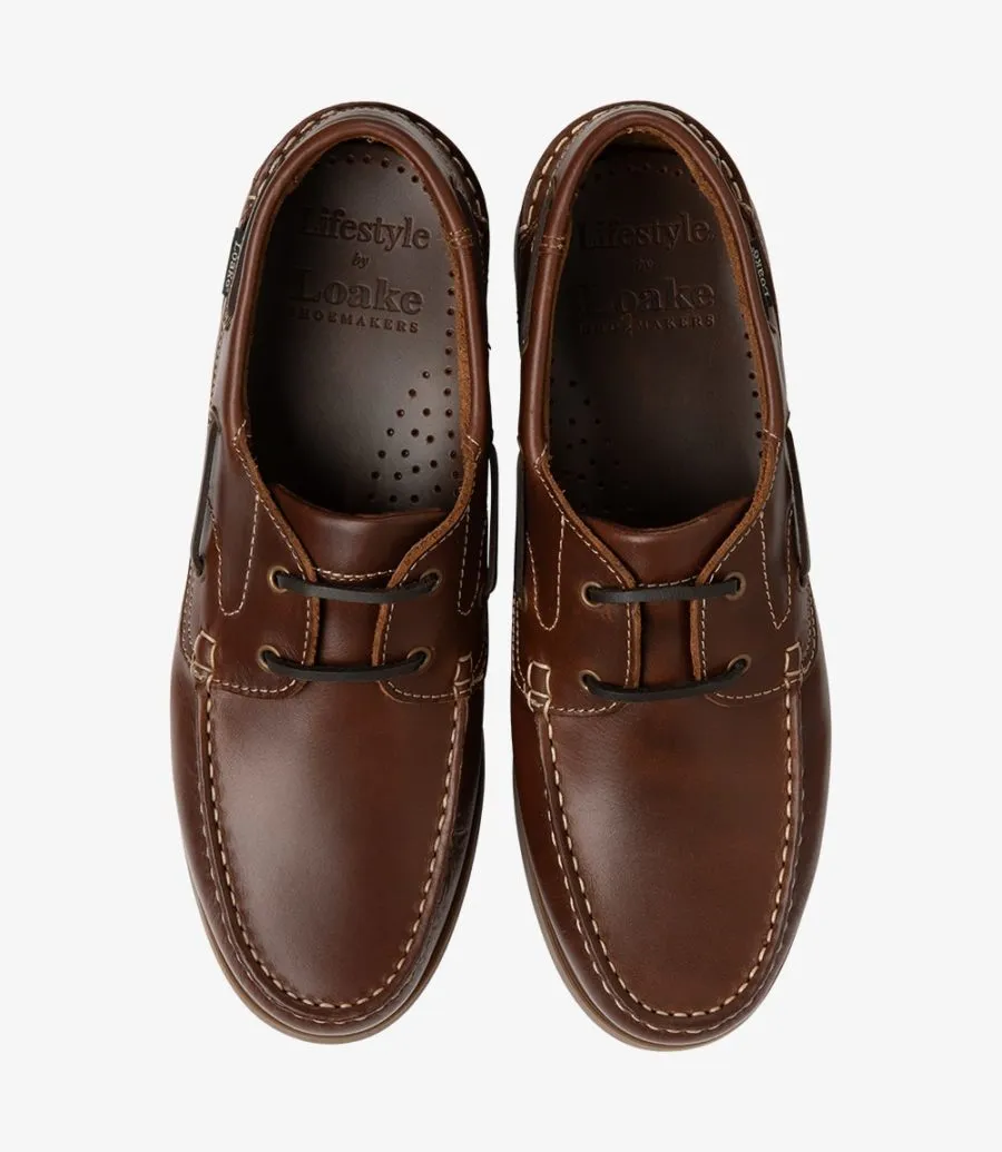 LOAKE Lymington -  Lace up maccasin shoe - Brown waxy leather