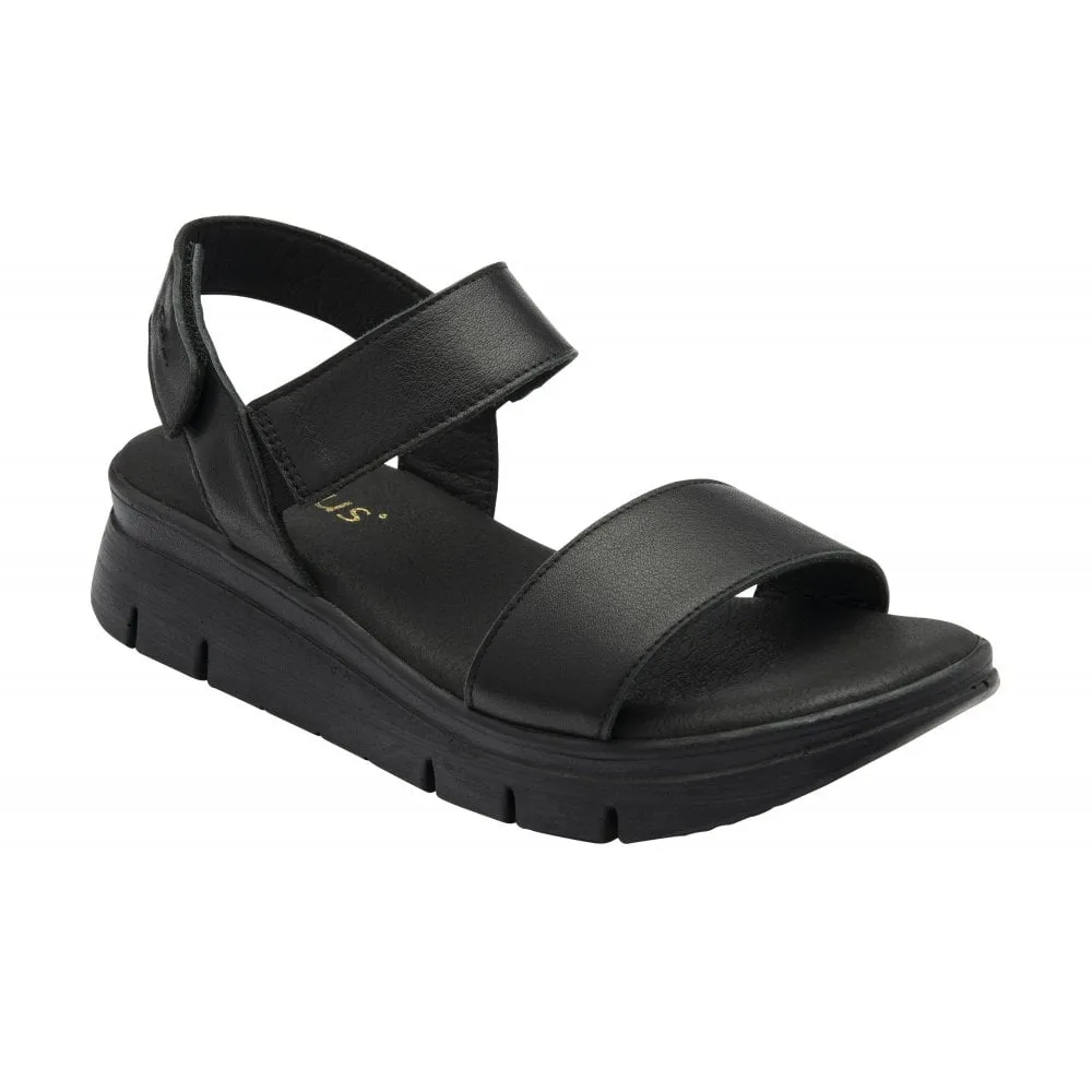 Lotus Facchini Women's Touch Fastening Adjustable Strap Leather Slingback Sandal Black