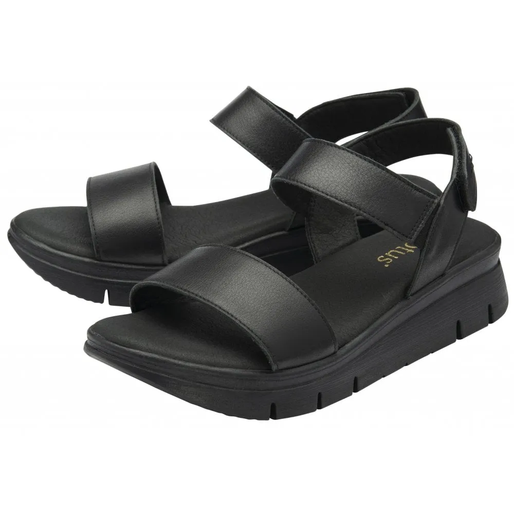 Lotus Facchini Women's Touch Fastening Adjustable Strap Leather Slingback Sandal Black