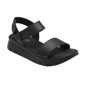 Lotus Facchini Women's Touch Fastening Adjustable Strap Leather Slingback Sandal Black