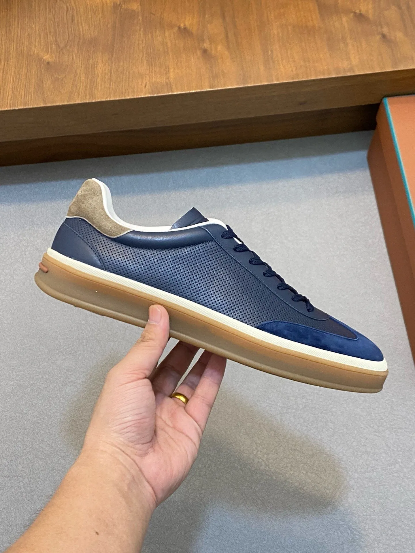 LP 360 TENNIS WALK SNEAKERS NAVY MESH CALFSKIN