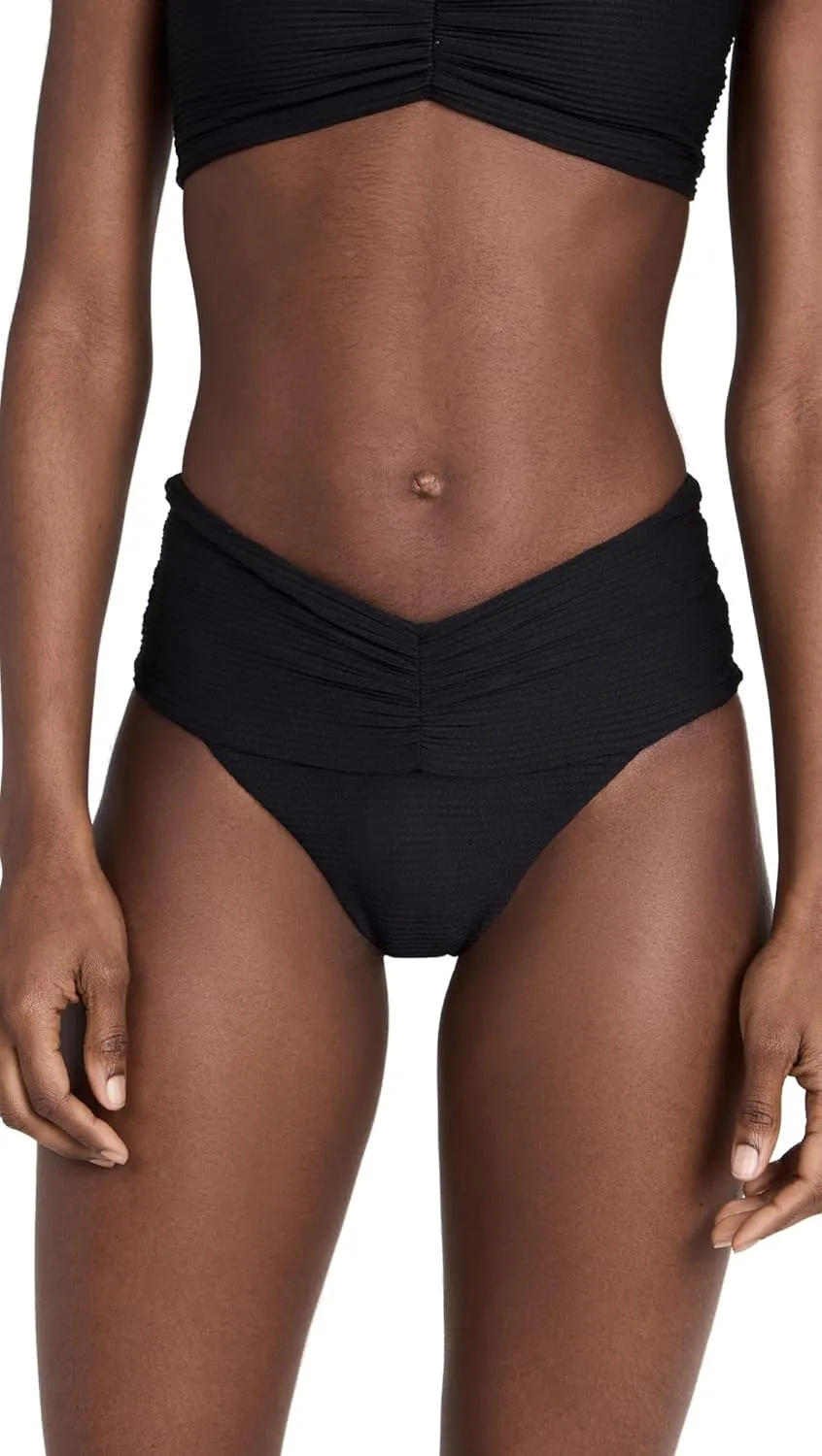 L*Space Eco Chic Econyl Bardot Bikini Bottom for Women, High Waisted Bottom, Classic Coverage, Ribbed Front & Back Ruching