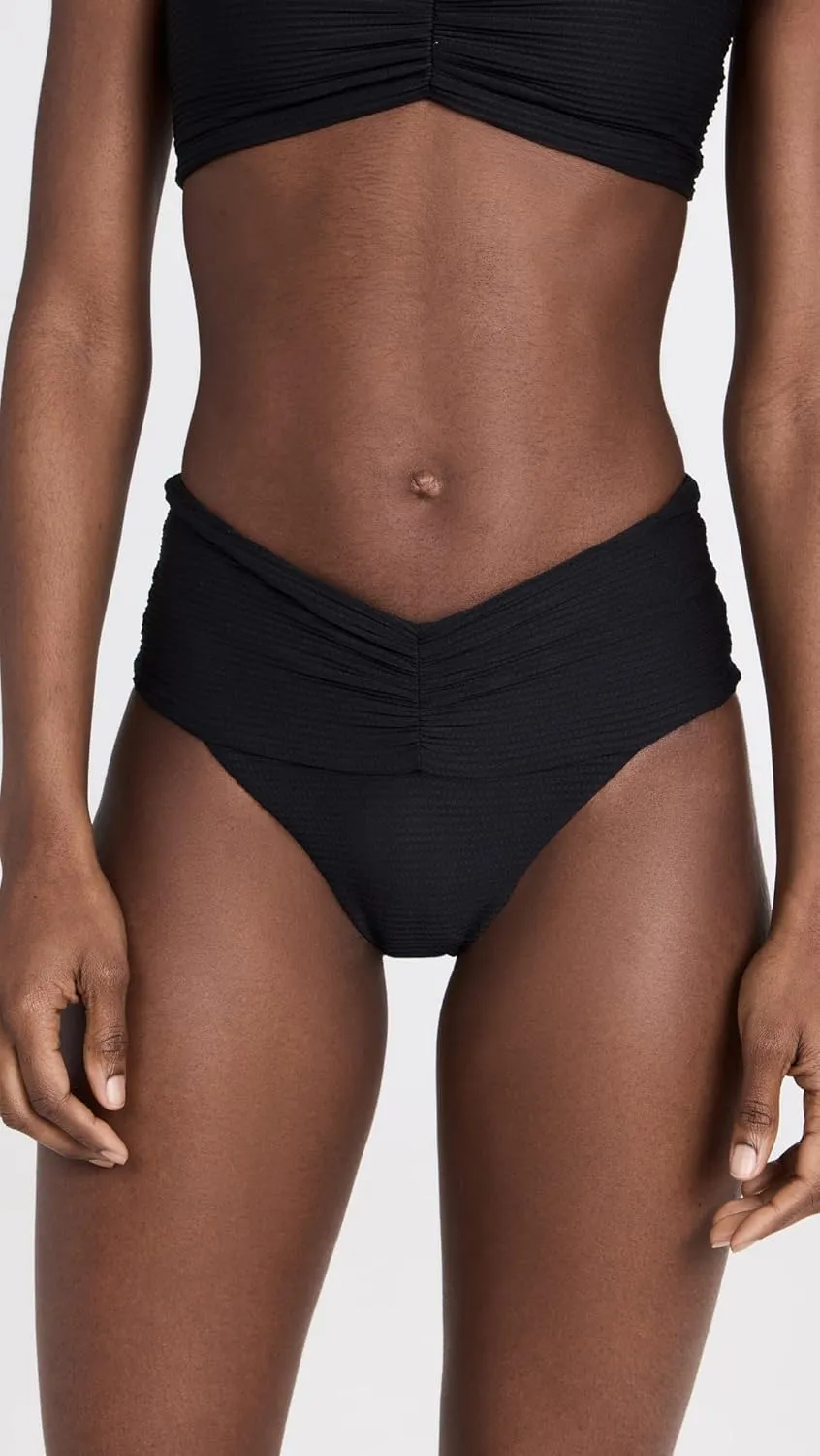 L*Space Eco Chic Econyl Bardot Bikini Bottom for Women, High Waisted Bottom, Classic Coverage, Ribbed Front & Back Ruching