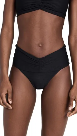 L*Space Eco Chic Econyl Bardot Bikini Bottom for Women, High Waisted Bottom, Classic Coverage, Ribbed Front & Back Ruching