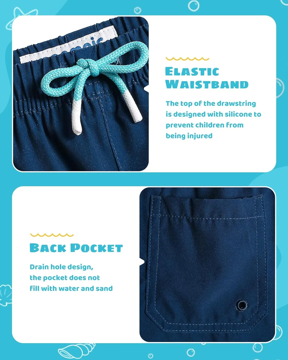 maamgic Boys Swim Trunks with Compression Liner Toddler Stretch Swim Shorts