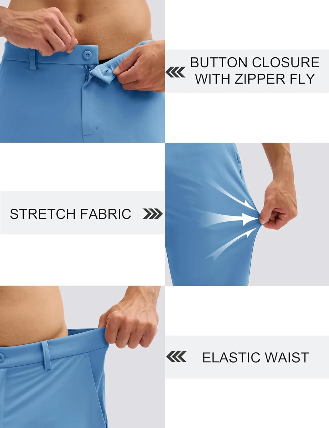 MAGCOMSEN Men's Golf Pants Classic Fit - 30"/32"/34" Stretch Water Resistant Quick Dry Flat Front Dress Pants with 5 Pockets