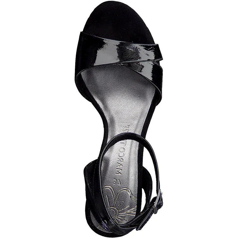 MARCO TOZZI - MEDIUM HEEL SANDAL - BLACK PATENT