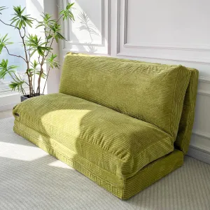 MAXYOYO Bean Bag Bed Folding Sofa Bed Floor Mattress for Adults, Extra Thick and Long Floor Sofa with Corded Washable Cover, Green, 39x95 Inch