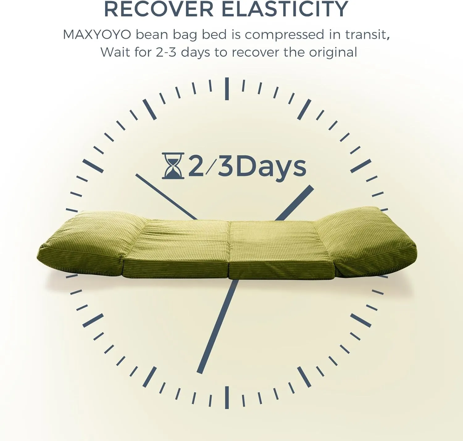 MAXYOYO Bean Bag Bed Folding Sofa Bed Floor Mattress for Adults, Extra Thick and Long Floor Sofa with Corded Washable Cover, Green, 39x95 Inch