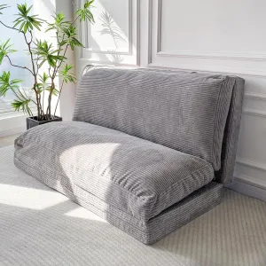 MAXYOYO Bean Bag Bed Folding Sofa Bed Floor Mattress for Adults, Extra Thick and Long Floor Sofa with Corded Washable Cover, Grey, 54x95 Inch