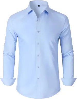 Mens Grade 3.5 Wrinkle-Resistant Dress Shirts Men's Long Sleeve Button Down Work Shirt for Men