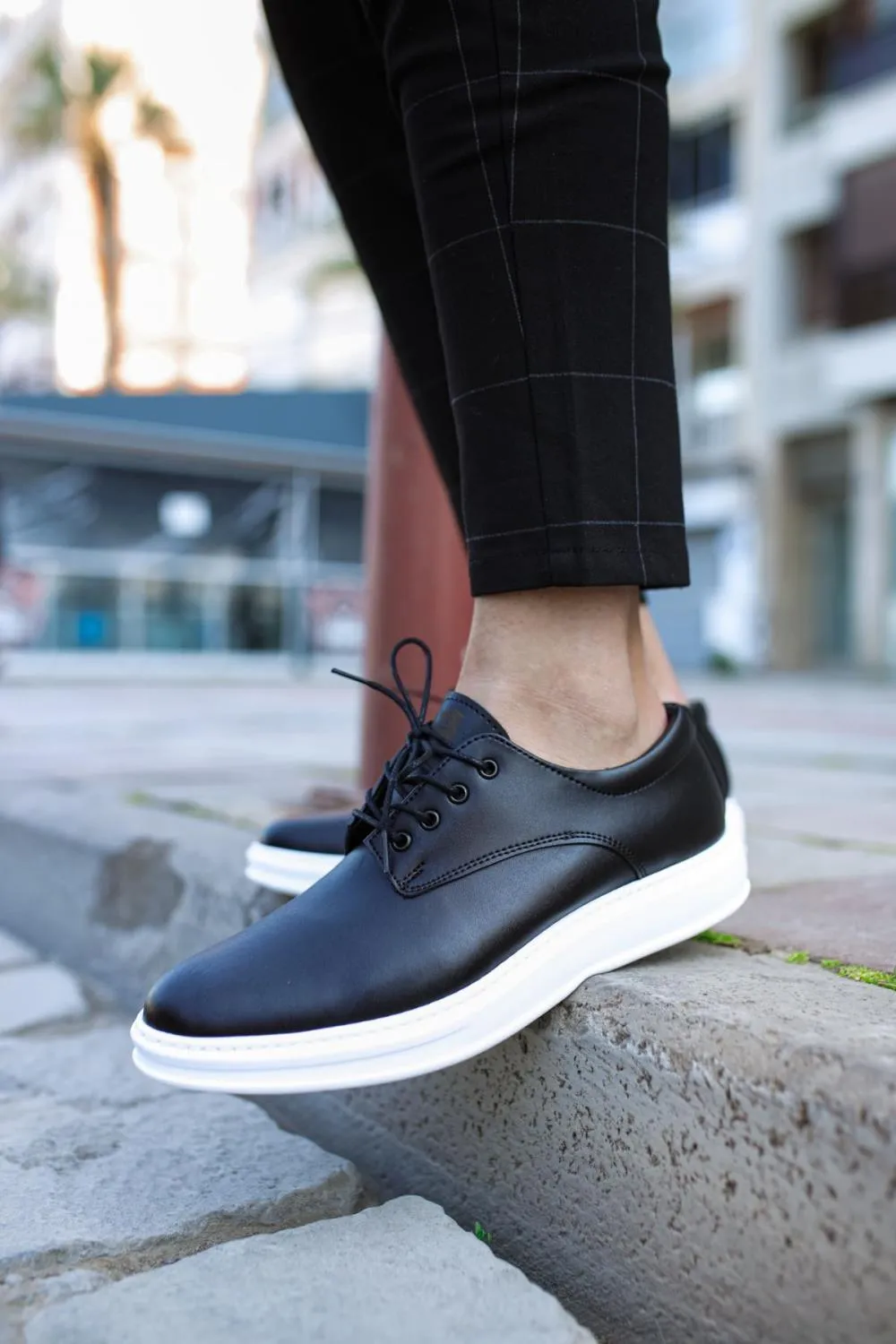 Men's Sneaker Classic Men's Shoes 001 Black (White Sole)