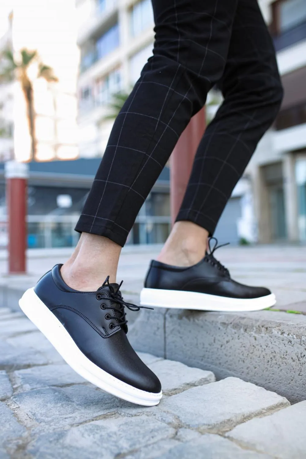 Men's Sneaker Classic Men's Shoes 001 Black (White Sole)