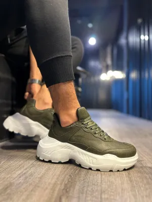 Mens Sneaker High Sole Casual Shoes N75 Khaki