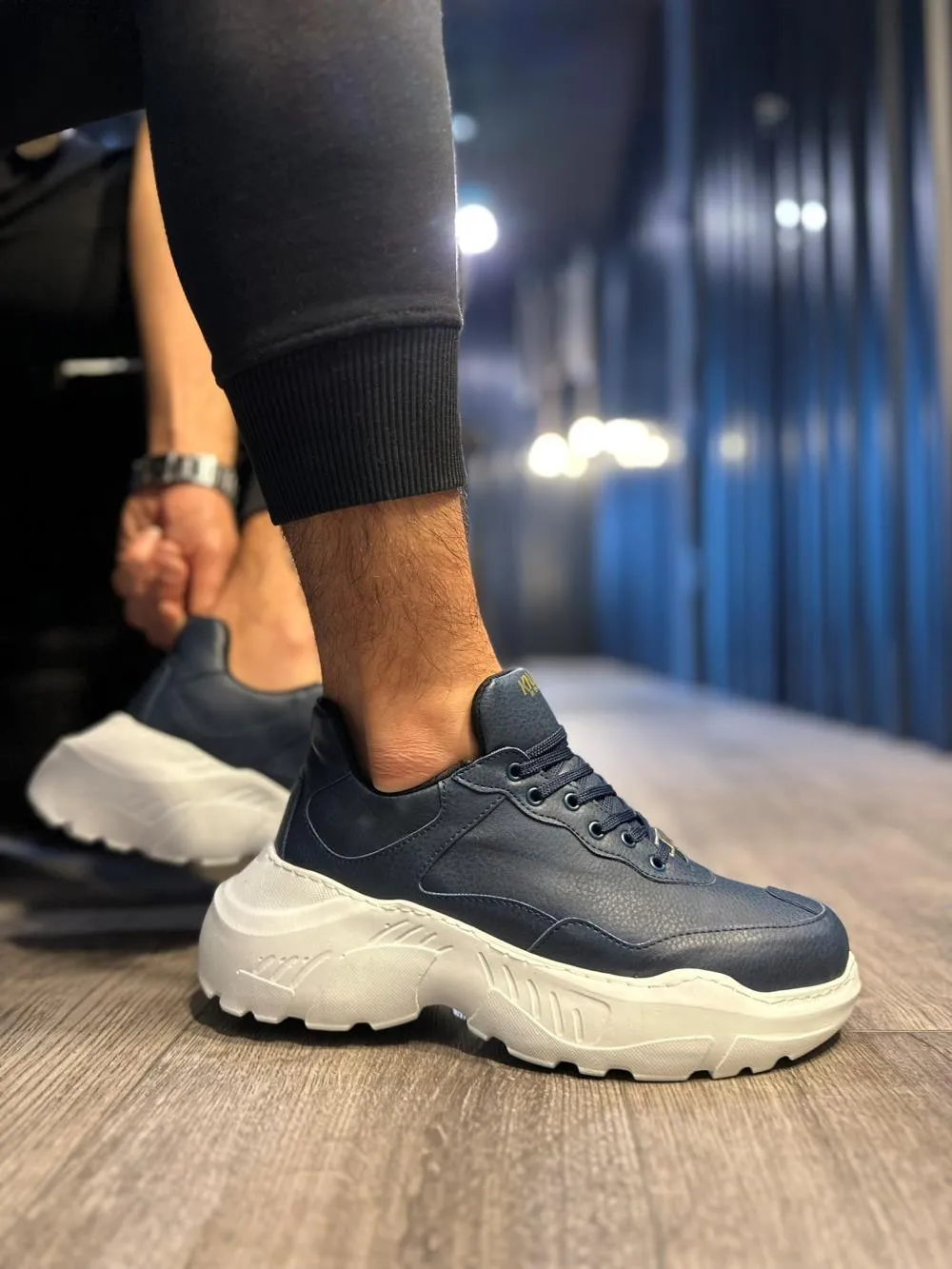 Men's Sneaker High Sole Casual Shoes N75 Navy