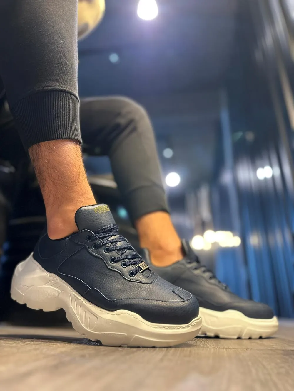 Men's Sneaker High Sole Casual Shoes N75 Navy